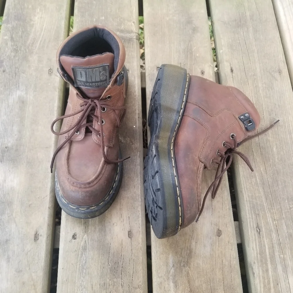 Dr Martens Vintage MIE 8595 Platform Lace-up Brown Leather Work‎ Boots 9